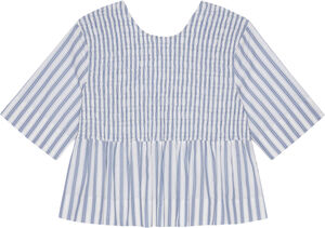 Stripe Cotton Open Back Smock Blous