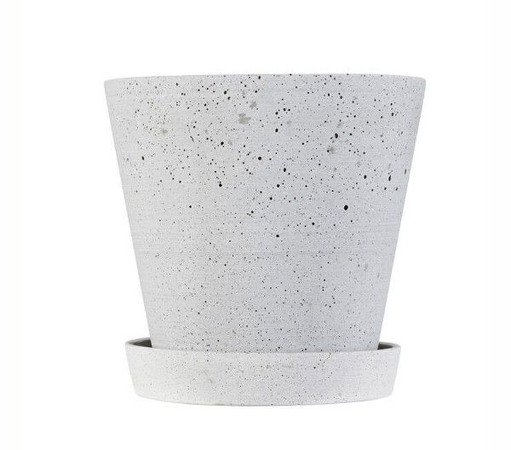 Flowerpot with Saucer-Medium-Grey