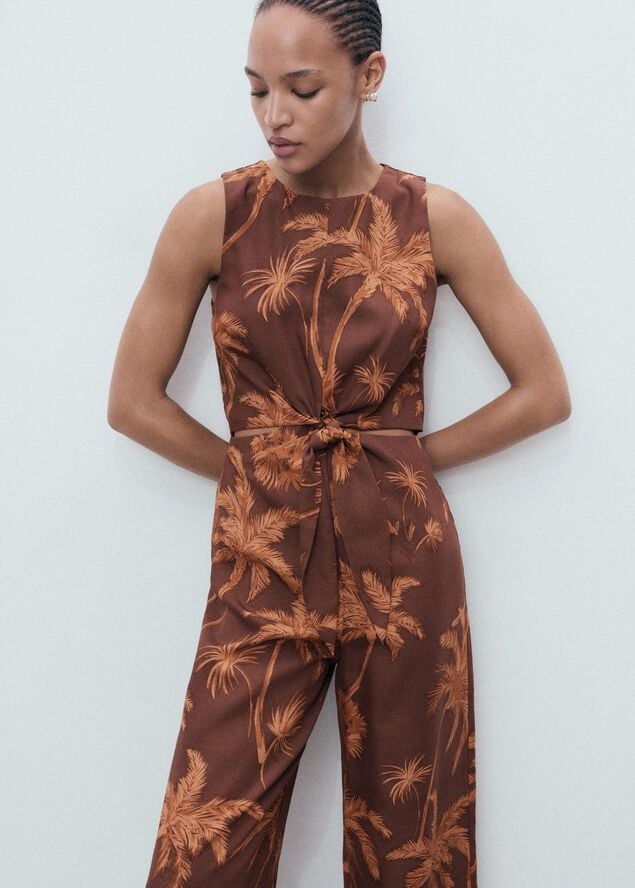 Lyocell jumpsuit cut out knot detai