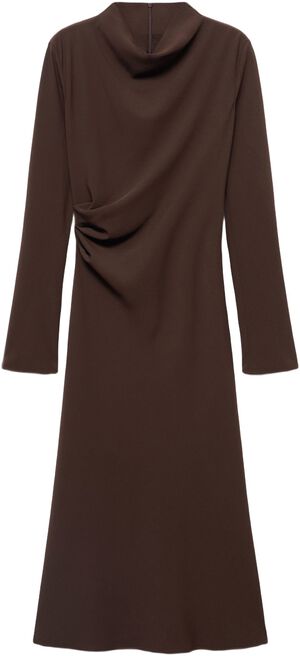 Ruched dress with draped neckline