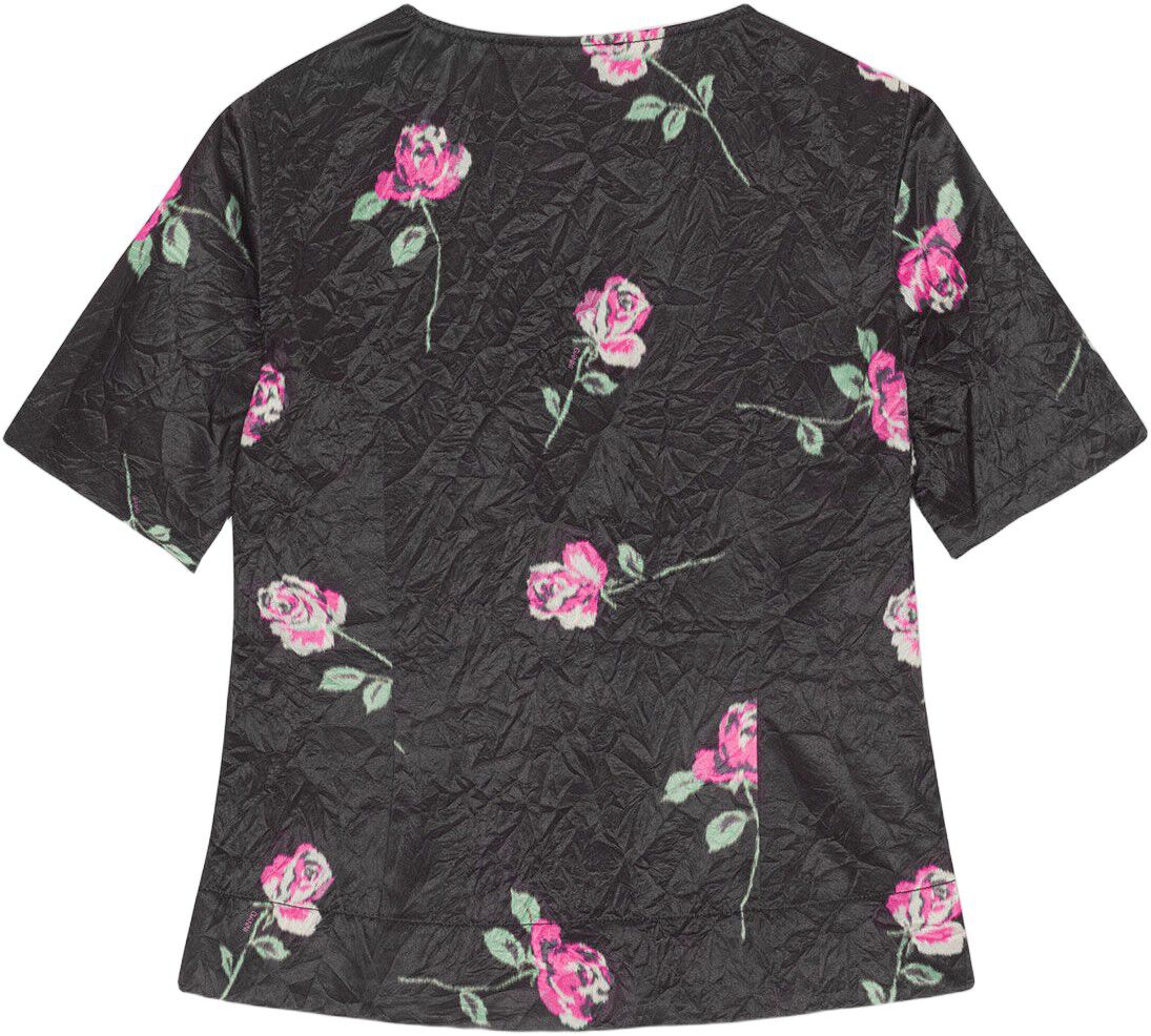 Crinkled Satin U-neck Blouse