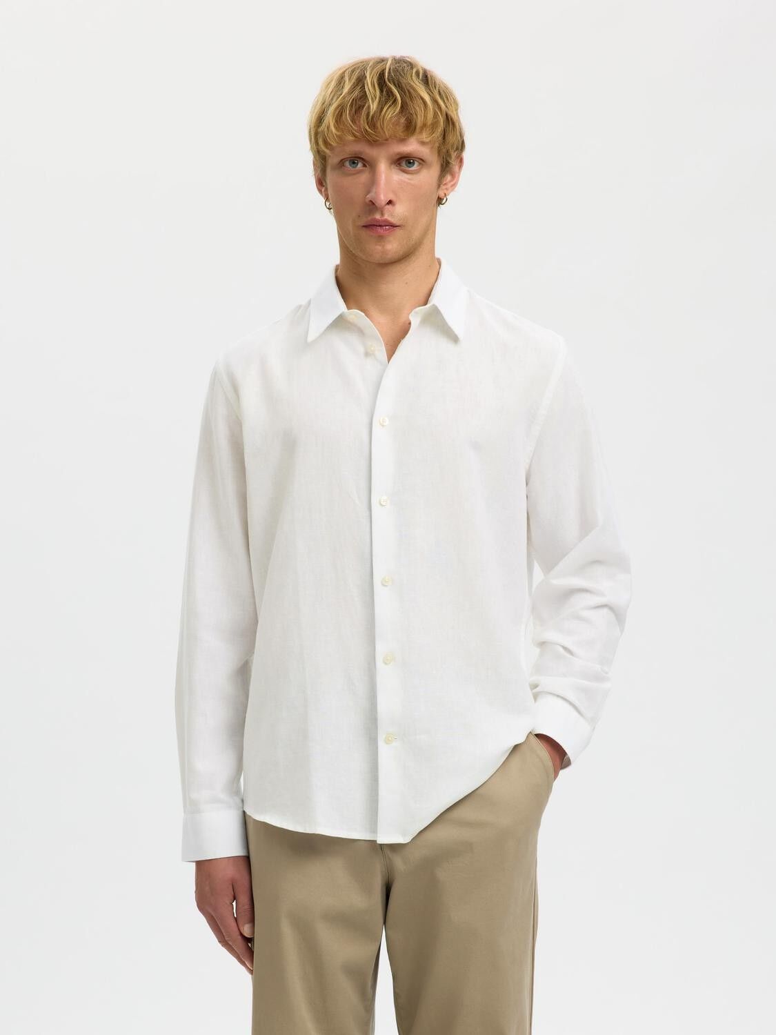 SLHREGCLAY LINENBLEND LS SHIRT CLA