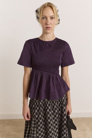 EMMY SHIRRED TOP - PLUM