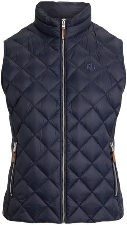 Diamond-Quilted Mockneck Down Vest