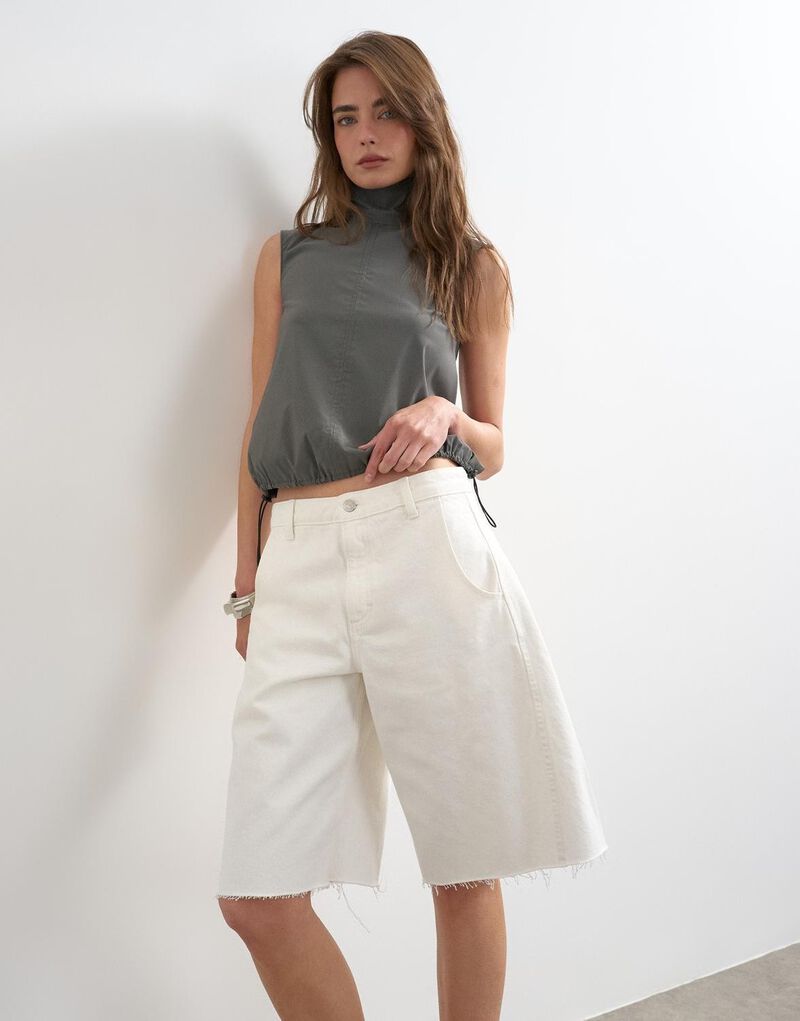 Tsjoa Denim Barrel Jort Wh