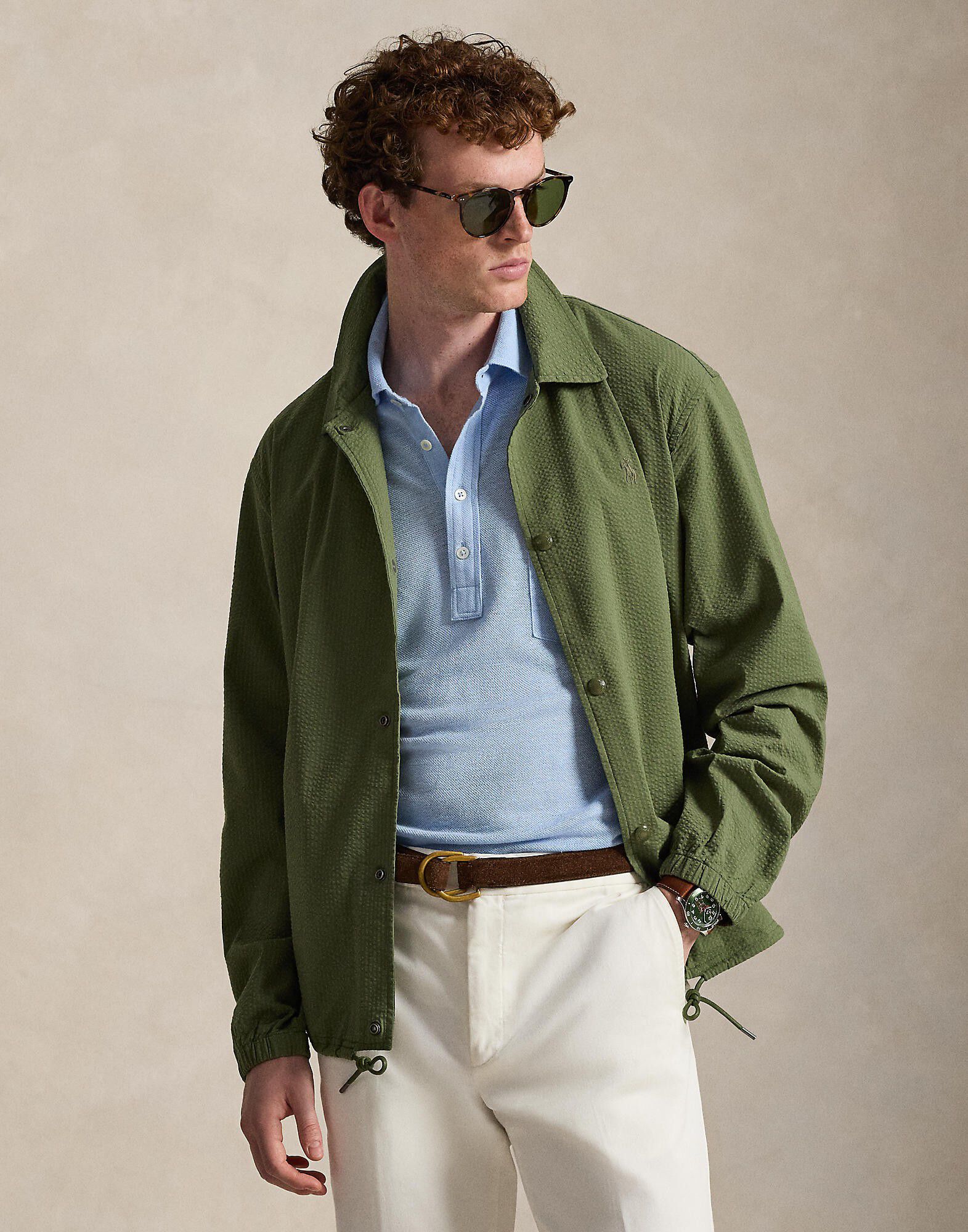 Striped Seersucker Coach&rsquo;s Jacket