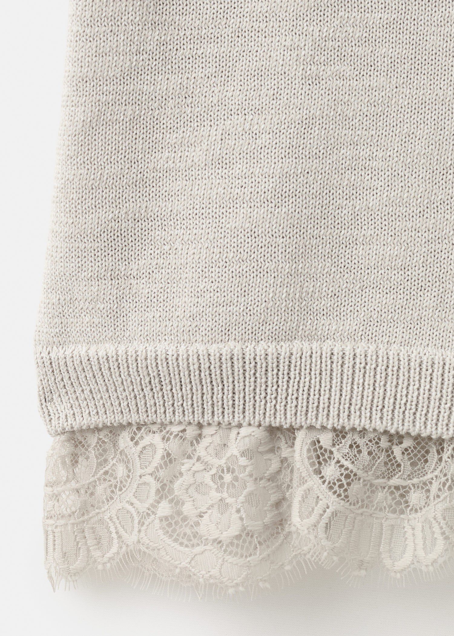 Ribbed lace-trimmed jumper