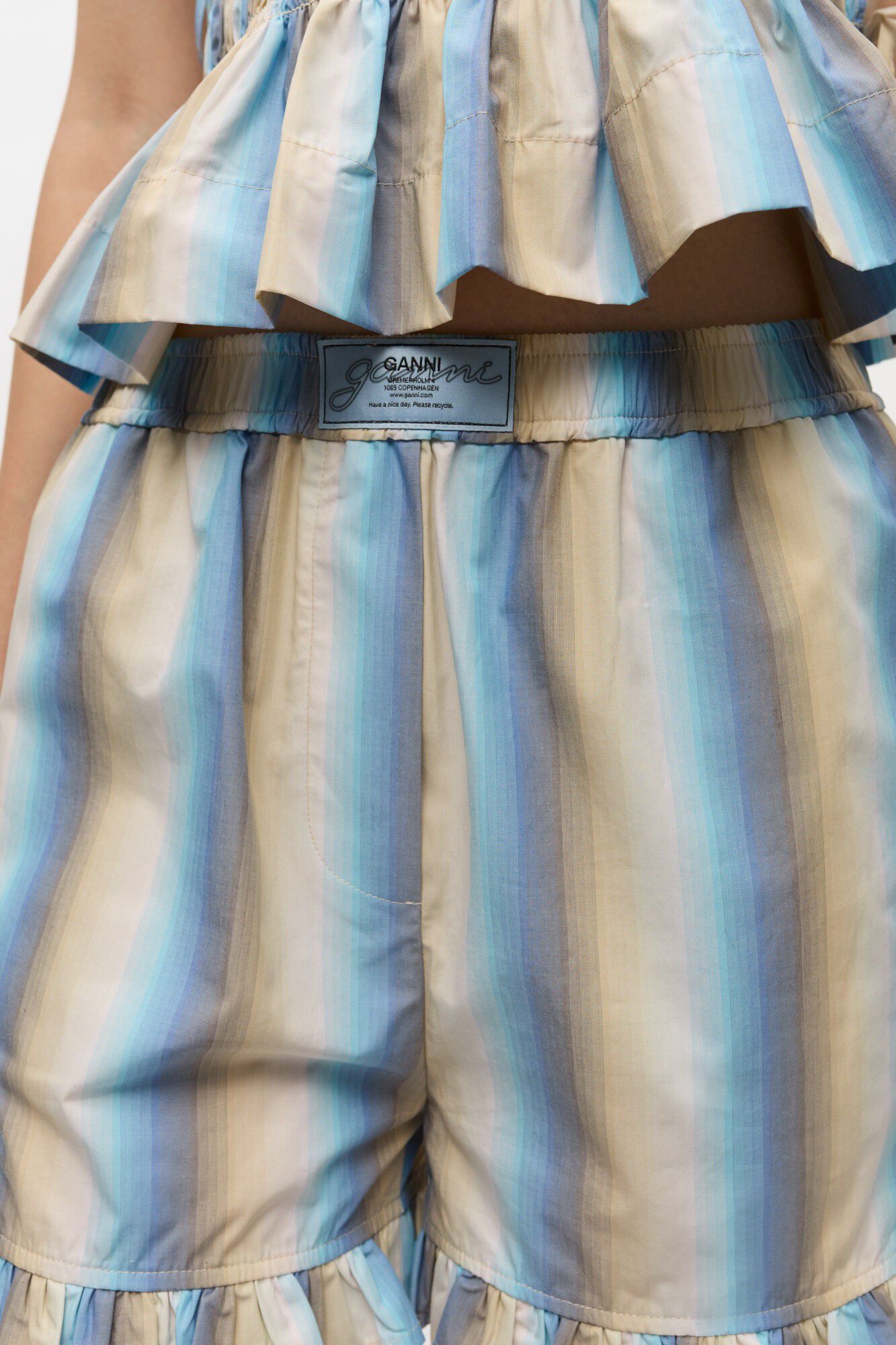 Ombre Stripe Ruffle Shorts