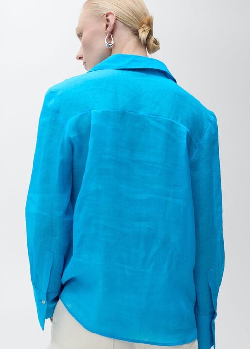 Ramie shirt with hidden buttons