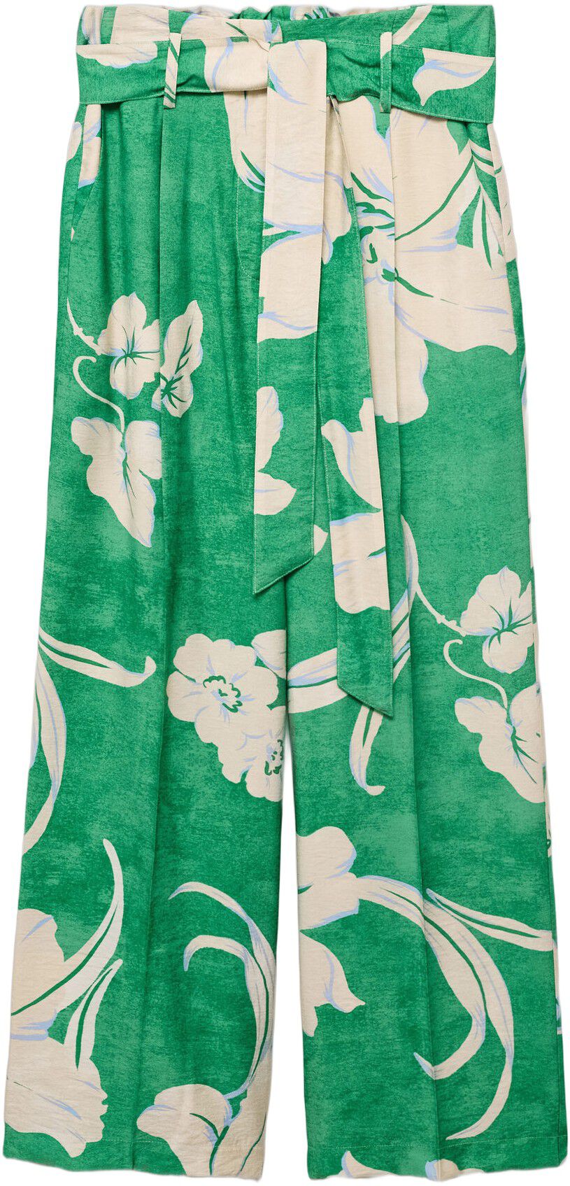 Printed trousers with belt