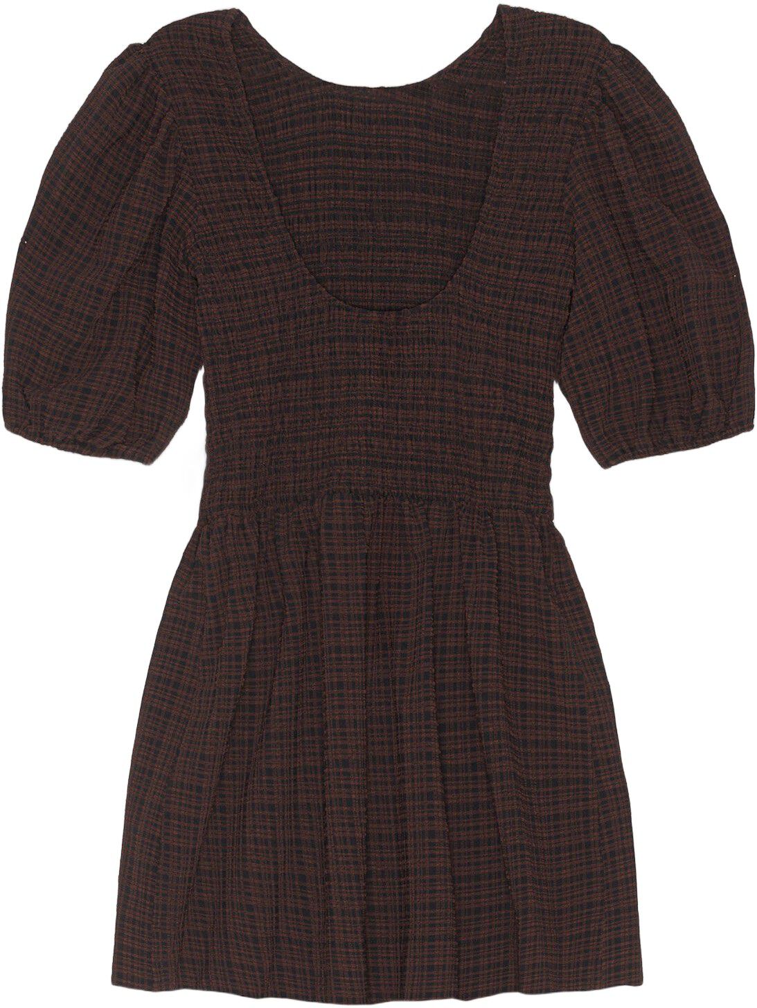 Stretch Seersucker Smock Mini Dress