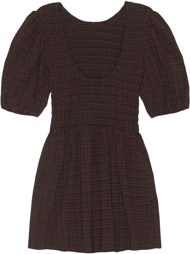 Stretch Seersucker Smock Mini Dress