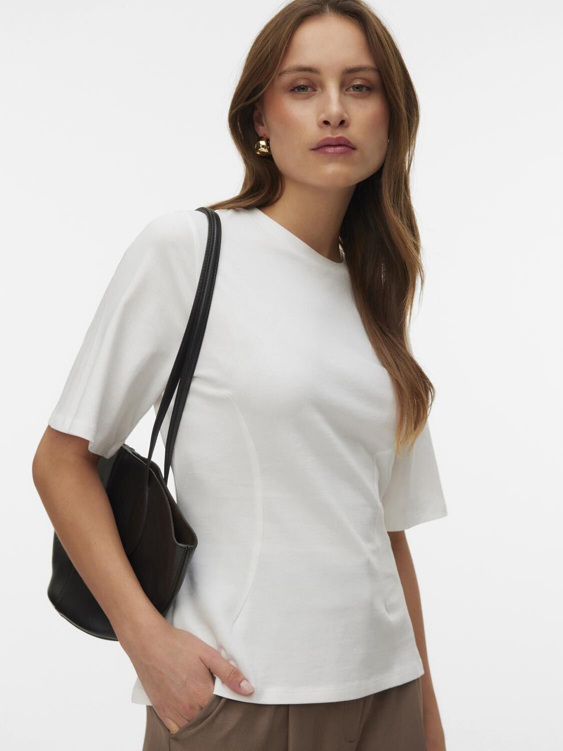 AWVANESSA 2/4 O-NECK FITTED T-SHIRT