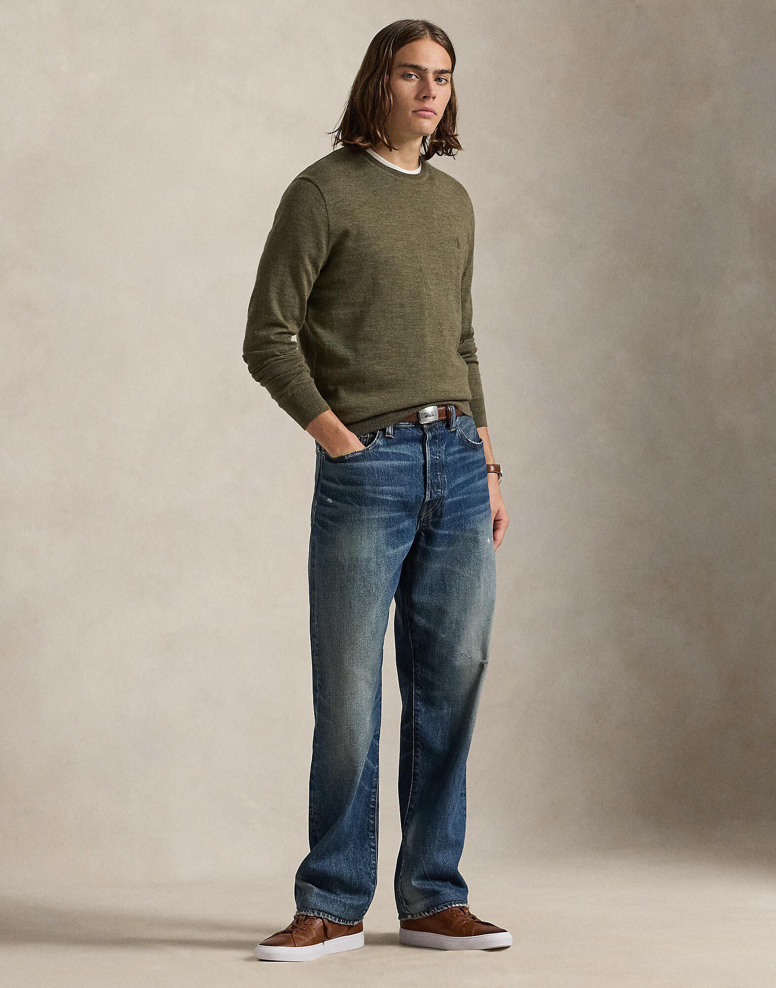 Slim Fit Washable Wool Crewneck Sweater