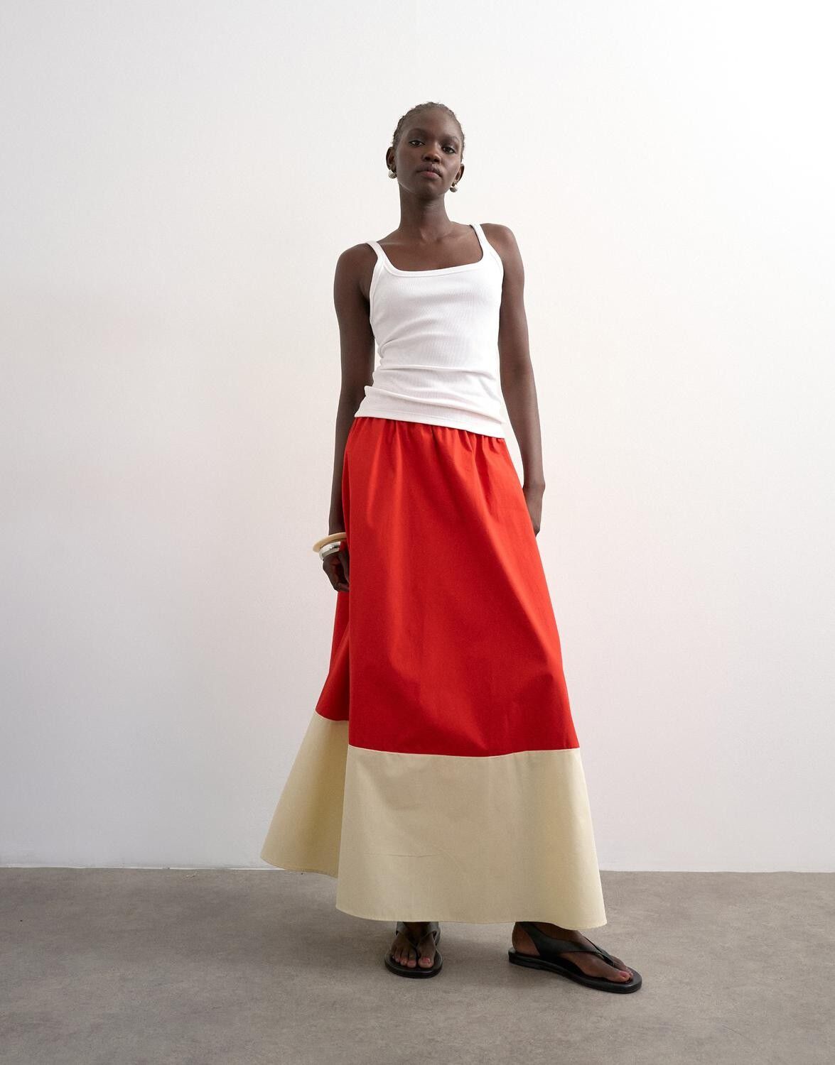 TSMAYA COLOR BLOCK SKIRT WVN