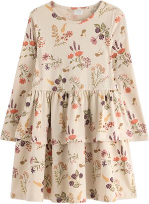 Dress ls peplum AOP