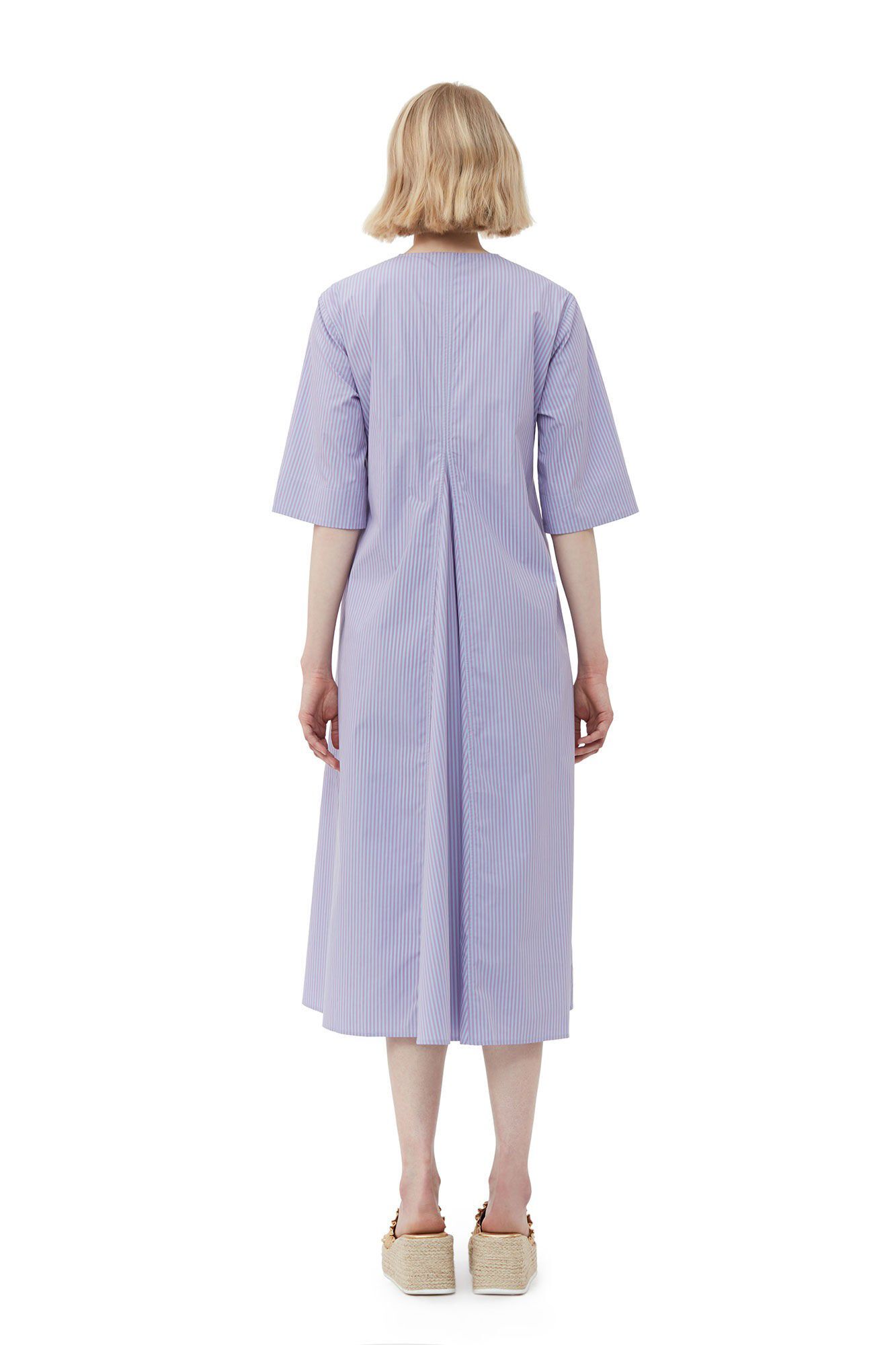 Stripe Cotton V-Neck Maxi Dress