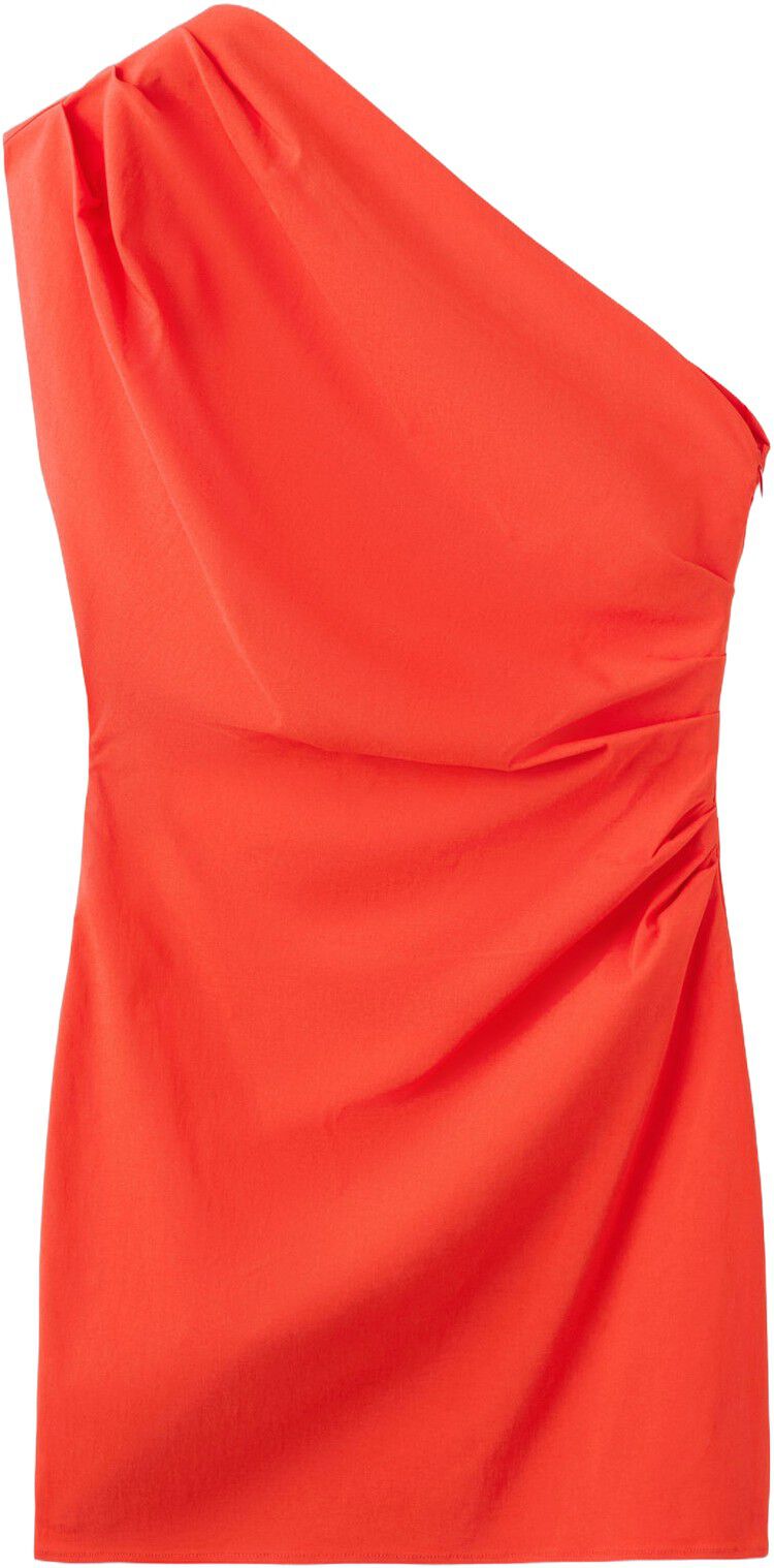 Asymmetric neckline dress with drap