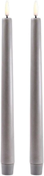 LED taper candle, Grey, Smooth, 2-pack, 2,3x25 cm 6/24
