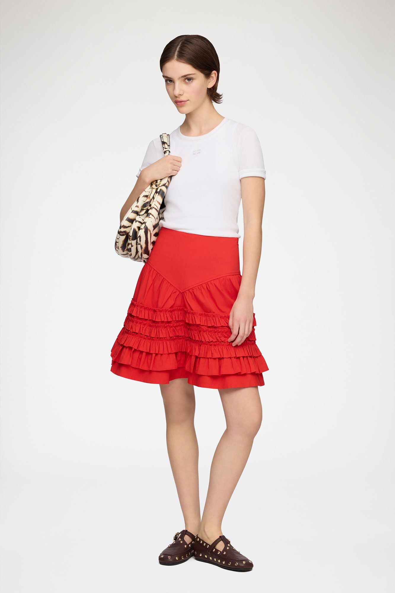 Stretch Cotton Mini Tiered Frill Sk