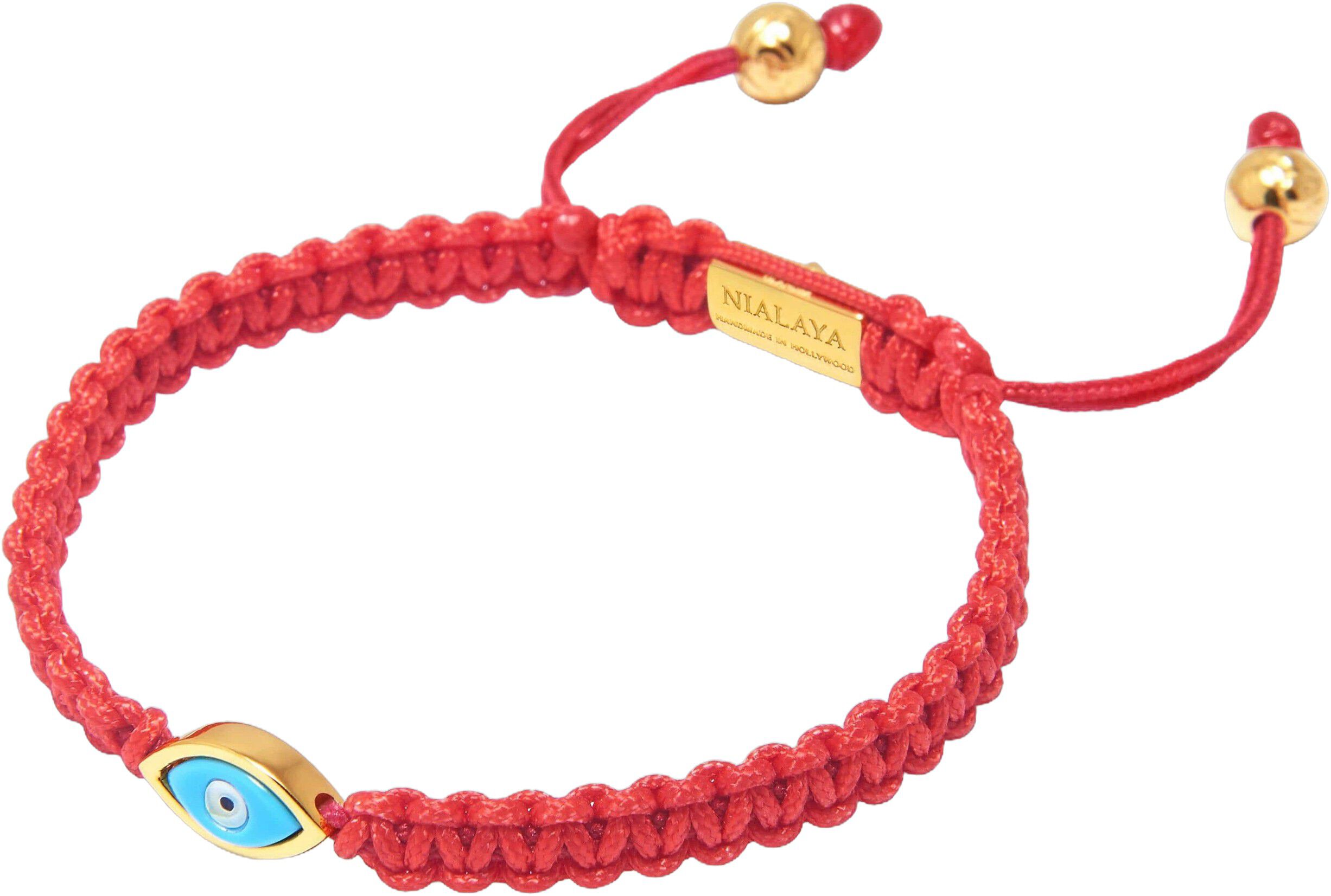 Men's Red String Bracelet with Gold Evil Eye