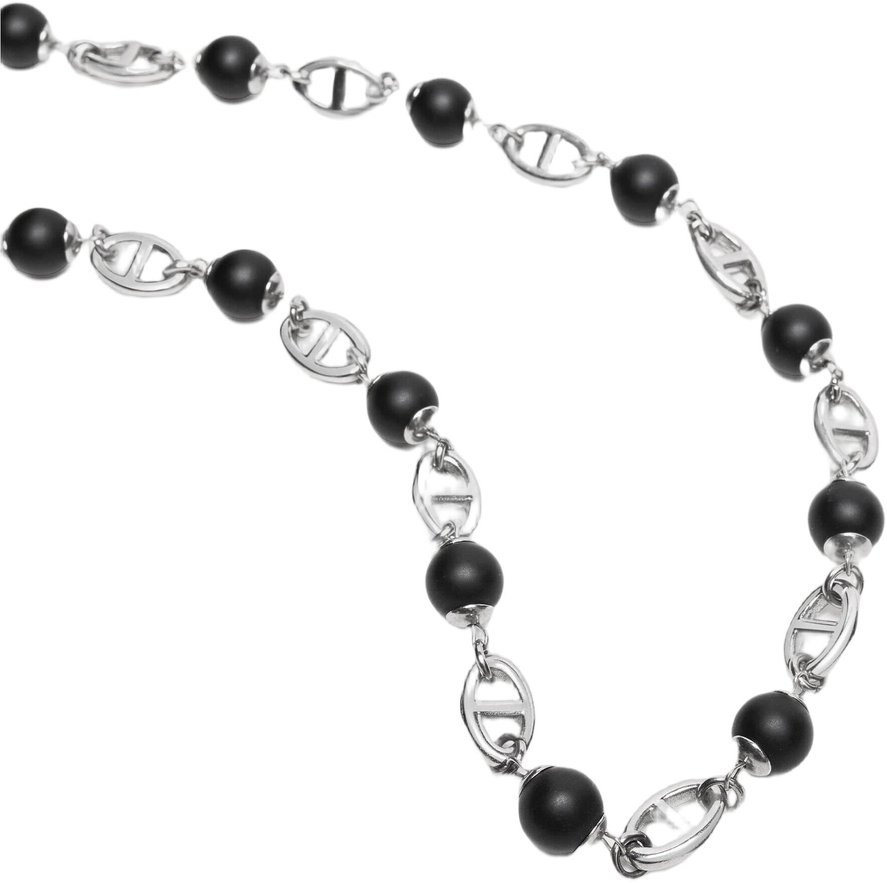 Men's Silver Mariner Chain with Matte Onyx