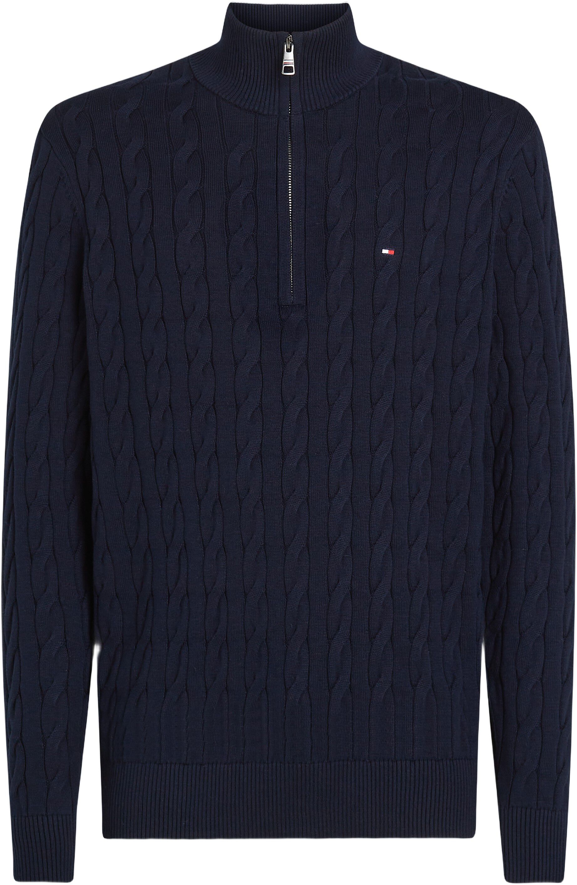 CLASSIC COTTON CABLE ZIP MOCK