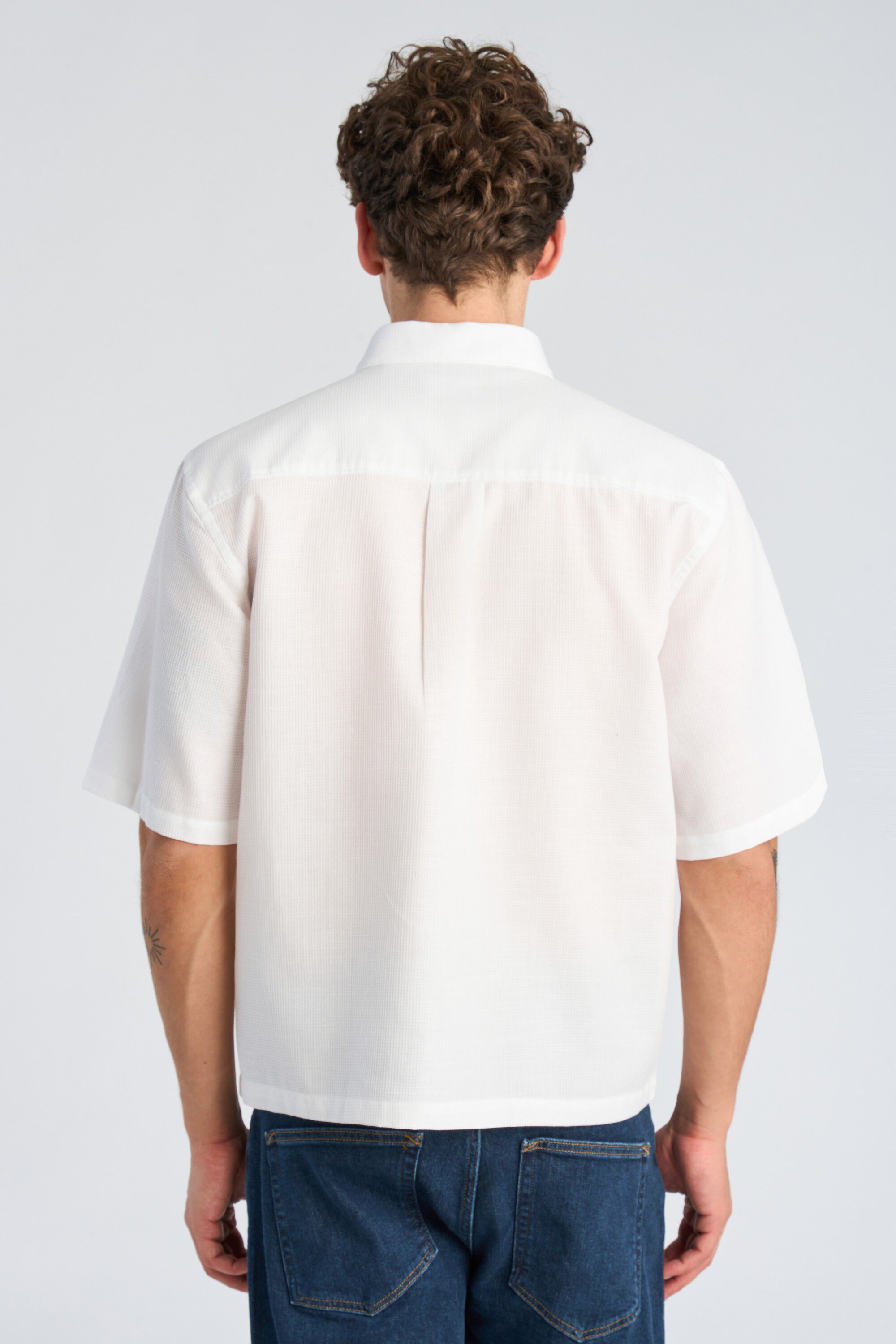 Solid dobby cotton shirt S/S