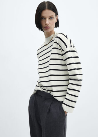 Striped perkins collar sweater