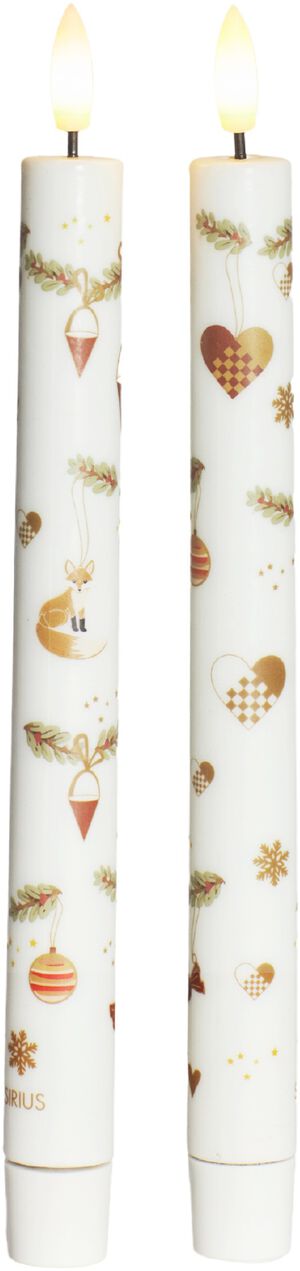 Mie Kronelys 2-pak - 25 cm, Hvid