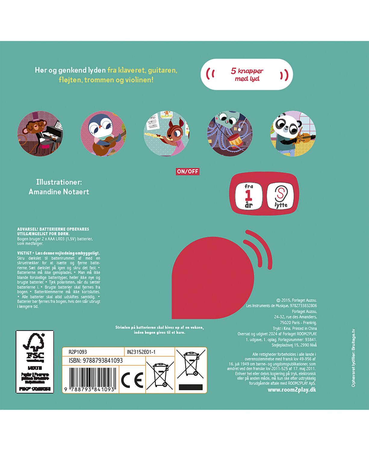 Forlaget ROOM2PLAY - Pegebog med lyd - Musikinstrumenter