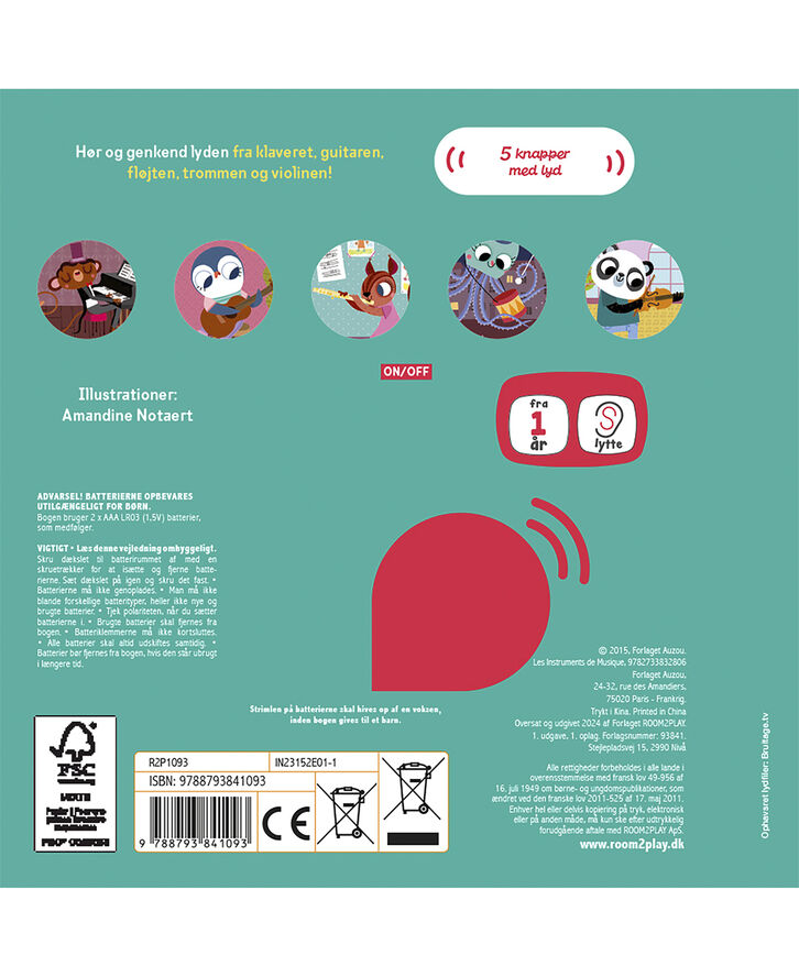 Forlaget ROOM2PLAY - Pegebog med lyd - Musikinstrumenter
