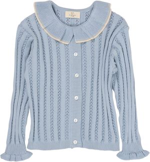 KNITTED POINTELLE CARDIGAN W COLLAR