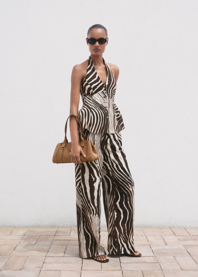 Zebra print linen vest