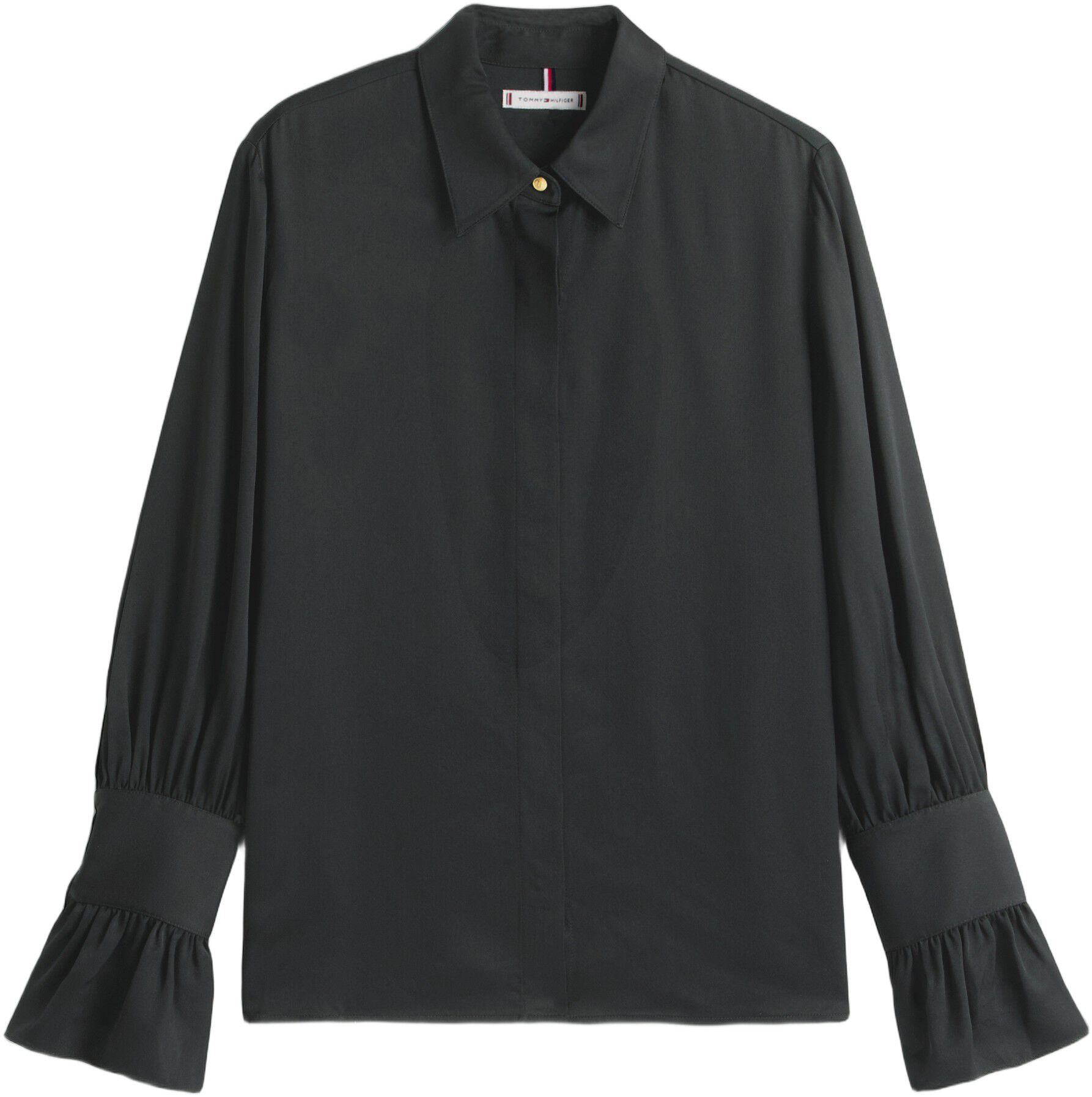 SATEEN RUFFLE CUFF LS SHIRT