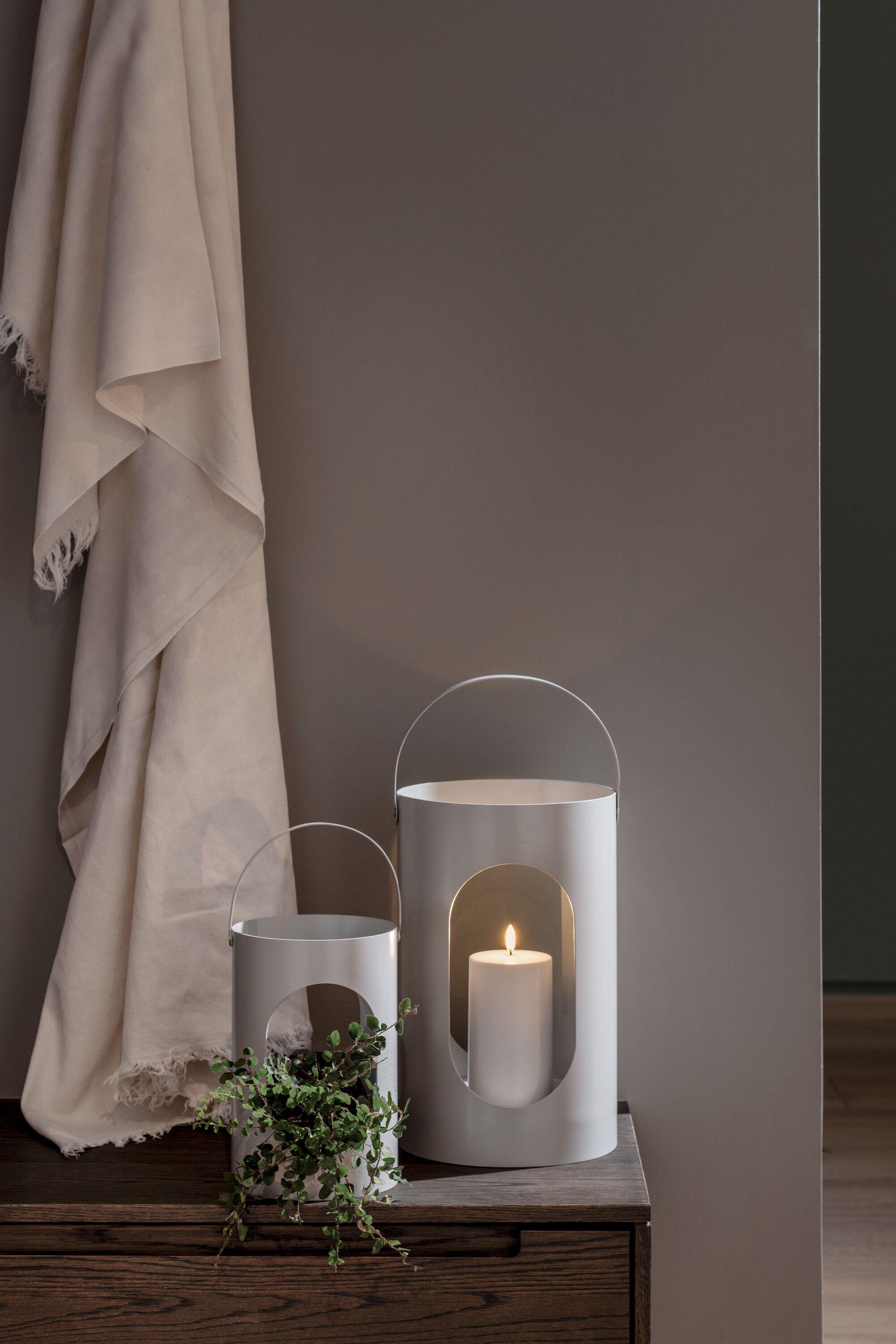 Light house lantern, Medium, Light grey, 16,5x24 cm