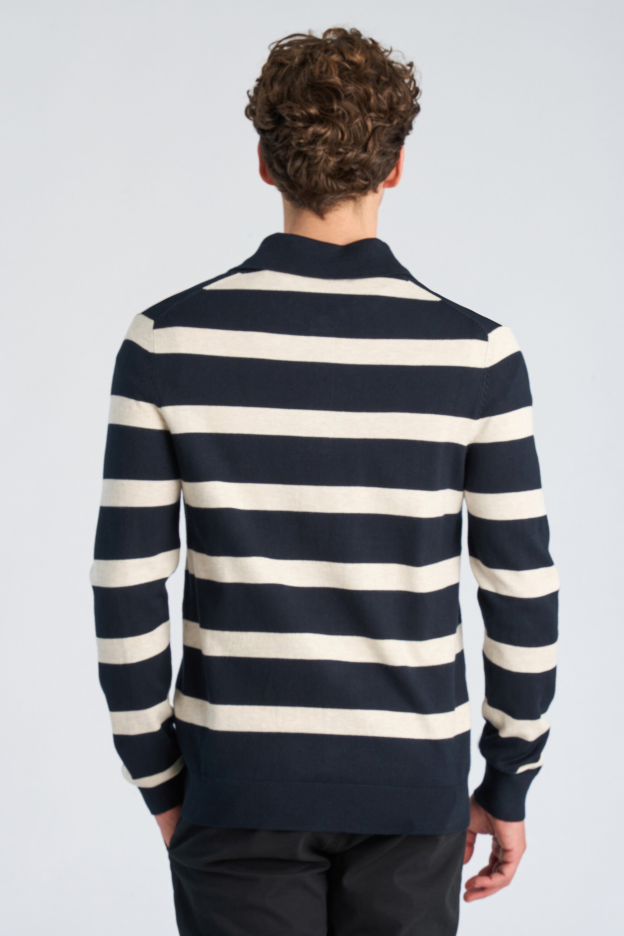 Ecovero striped L/S polo