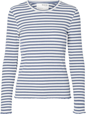 SLFANNA LS CREW NECK TEE STR NOOS