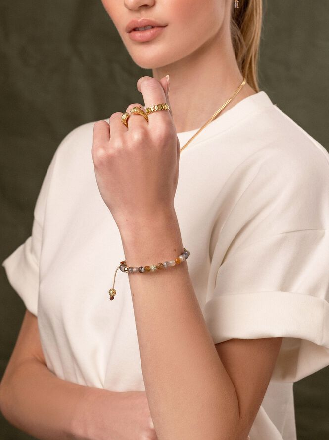 Women's Beaded Bracelet with Botswana Agate