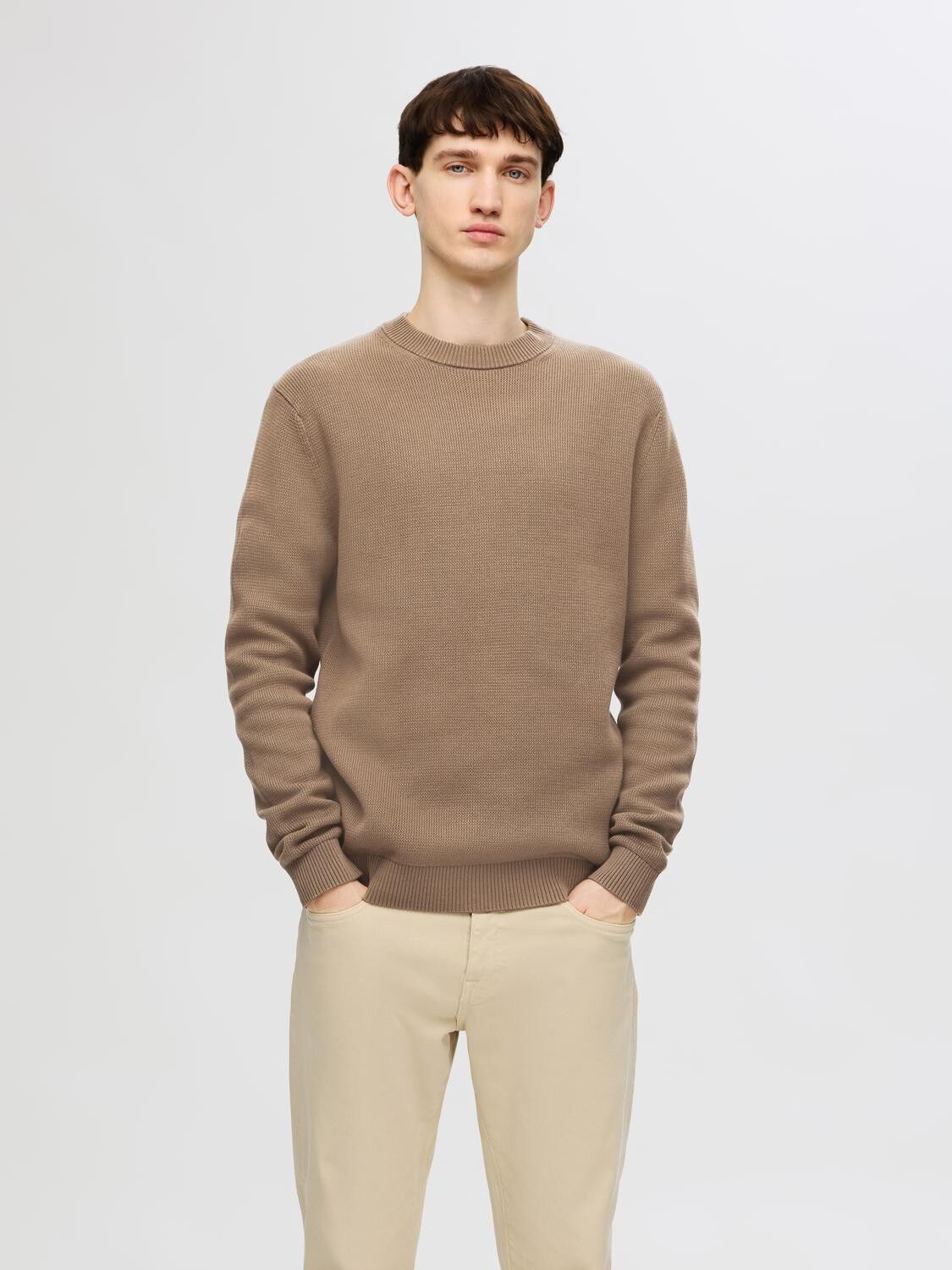 SLHDANE LS KNIT STRUCTURE CREW NECK
