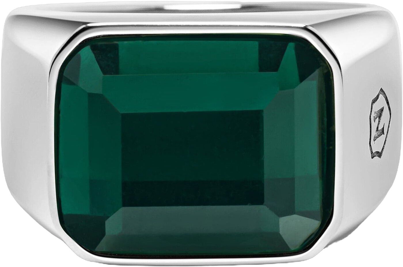 Green Zircon Signet Ring in Silver