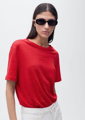 Short-sleeved linen t-shirt