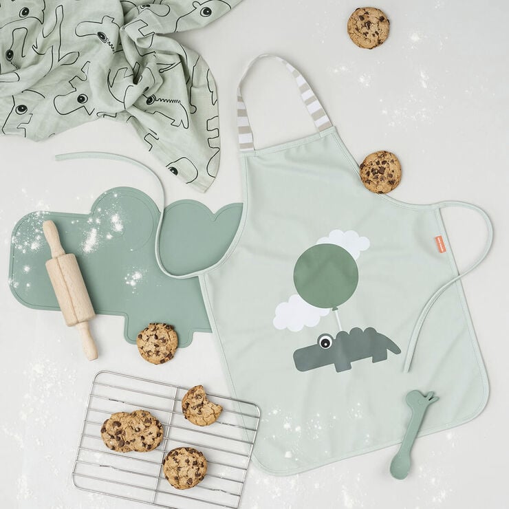 Vandtæt børneforklæde Happy clouds Grøn