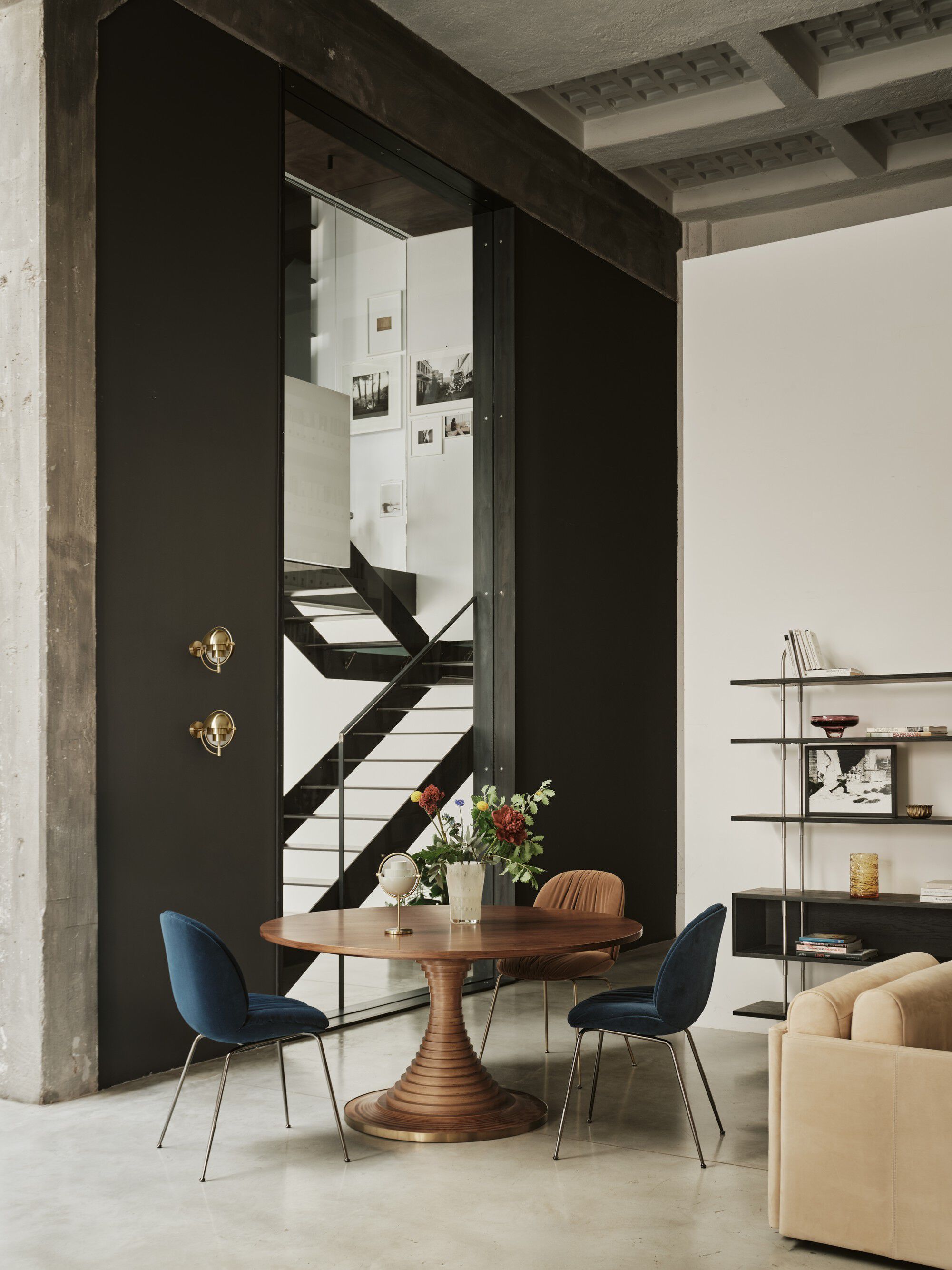 Multi-Lite Wall Lamp, EU Base: Brass, Shade: Black Semi Matt