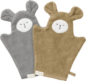 Bath Mitts - Bear - 2 pack - Caramel Mix