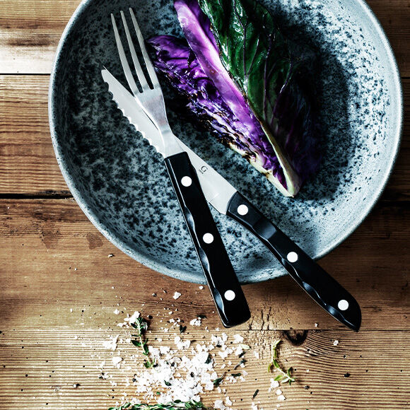 Steakbestik/grillbestik Old Farmer black 12 dele Sort/St&aring;l