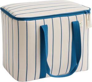 Outdoor Market Cooler Bag - Medium - Beige with blue stripe