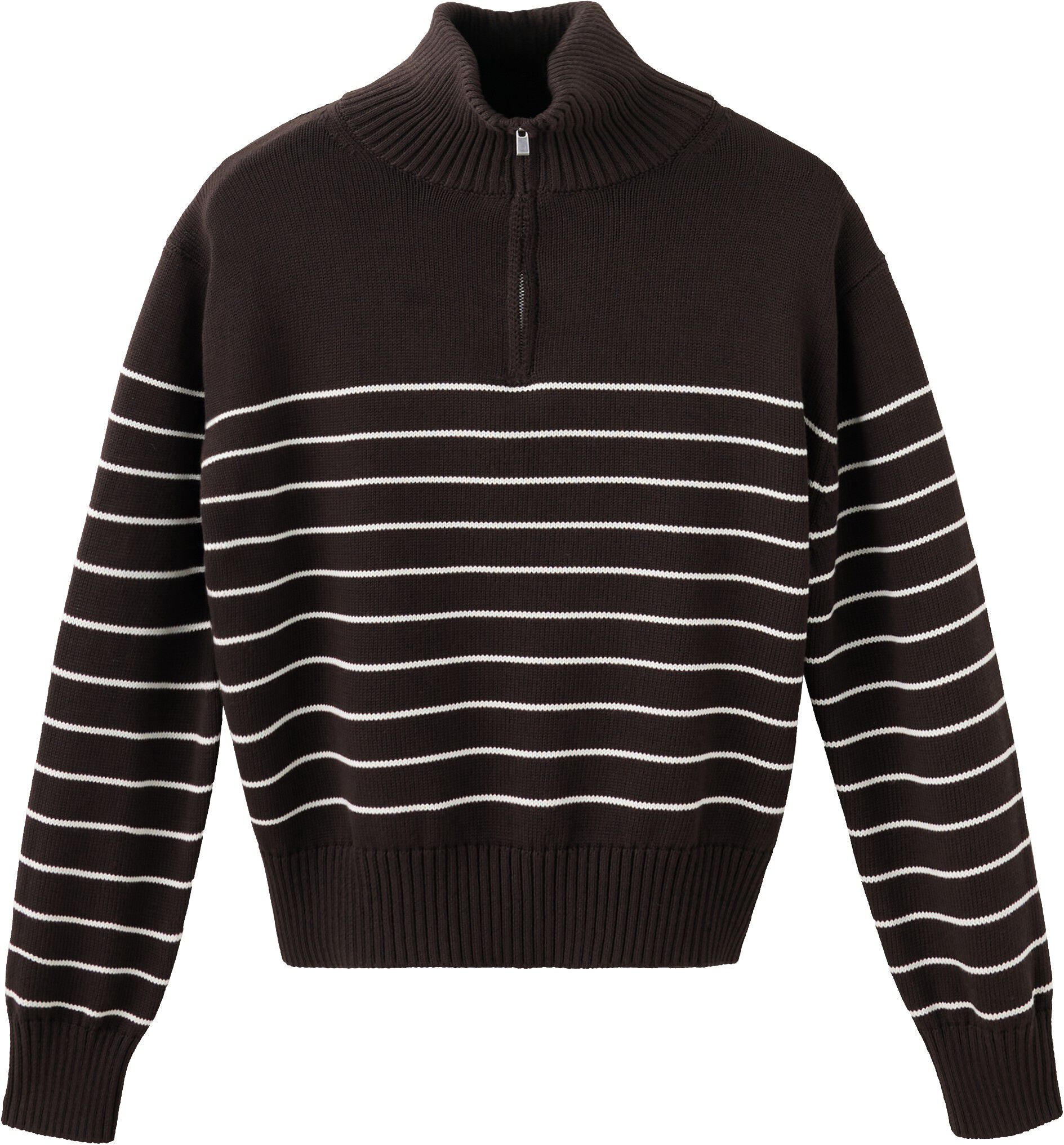Striped sweater with zip