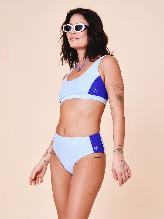 Ubud Colorblock high-waisted bikini bottom - Army/Sand