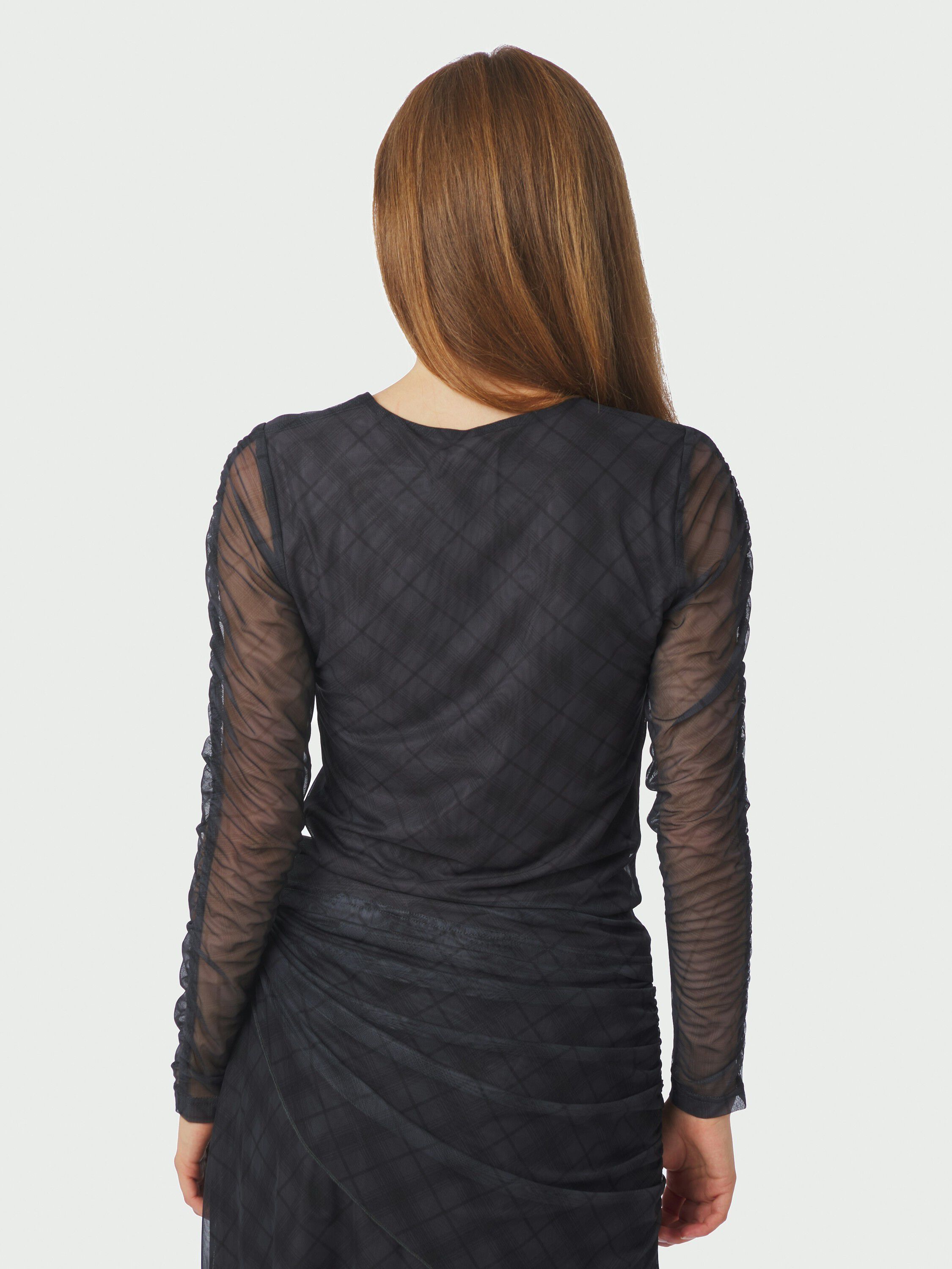 Bea Check Mesh Blouse